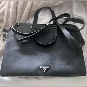 Saffiano Leather Prada Briefcase Unisex